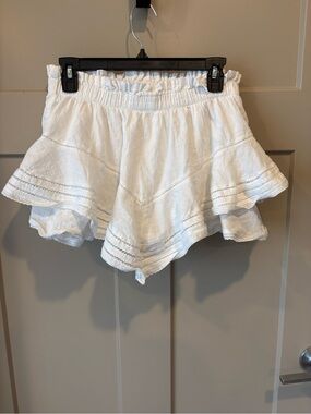 Aerie Women’s White Ruffle Beach Shorts